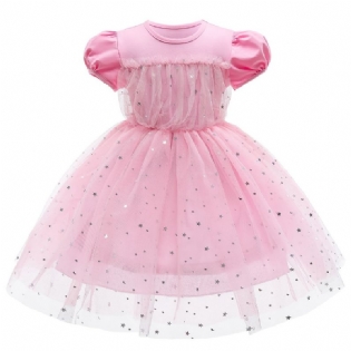 Piger Puff Sleeve Prinsesse Kjole Pailletter Babytøj Festkjole Til Jul Børnetøj