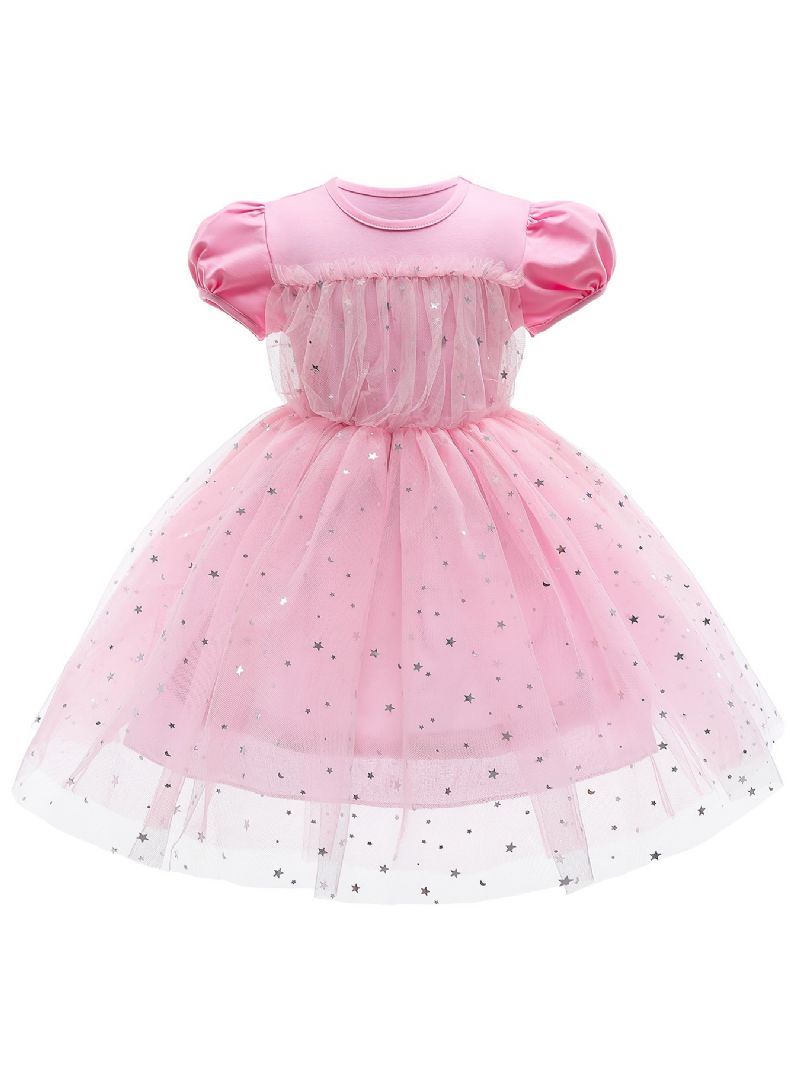 Piger Puff Sleeve Prinsesse Kjole Pailletter Babytøj Festkjole Til Jul Børnetøj