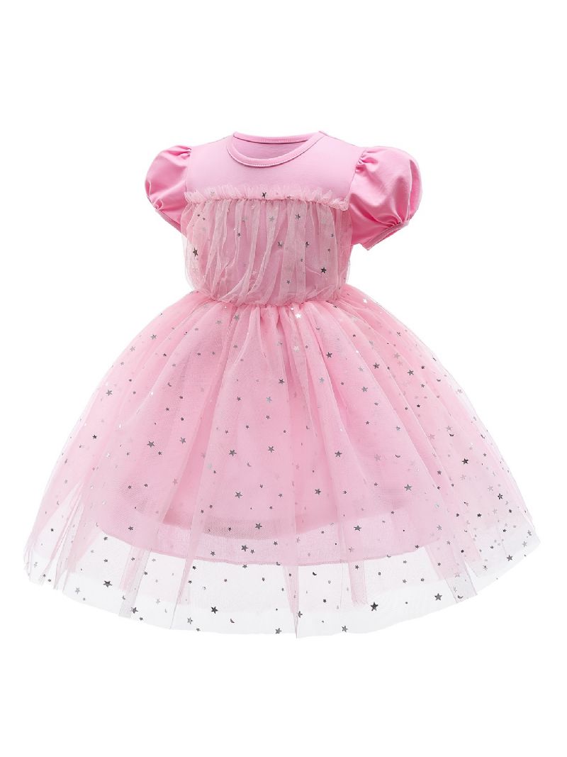 Piger Puff Sleeve Prinsesse Kjole Pailletter Babytøj Festkjole Til Jul Børnetøj