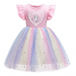 Piger Rainbow Princess Dress Formel Kjole Til Juleaftens Fest Fødselsdagskjole