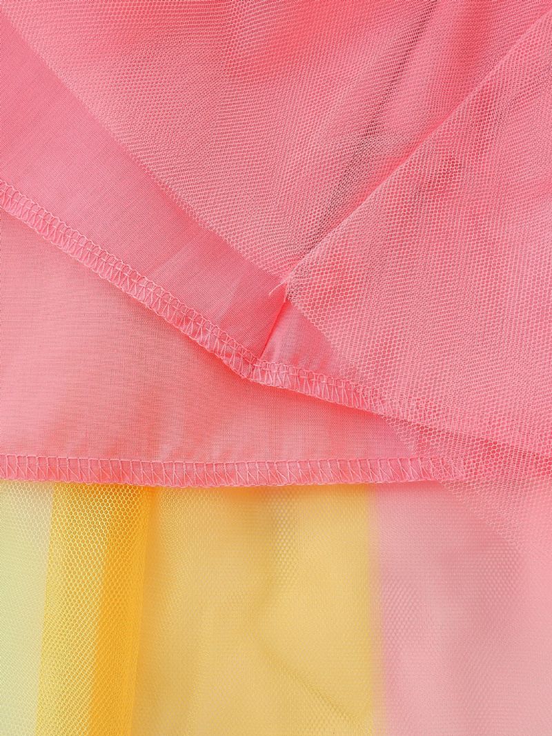 Piger Rainbow Unicorn Pattern Mesh Dress Børnetøj