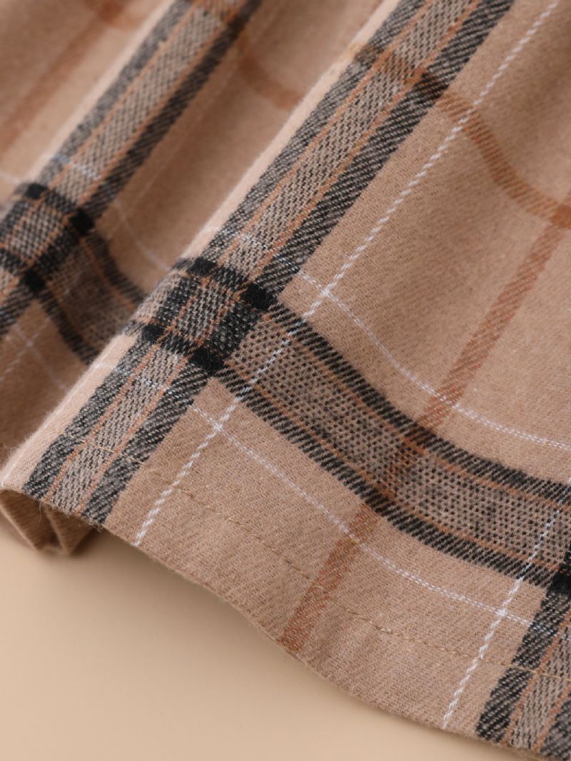 Piger Rund Hals Plaid Langærmet Kjole