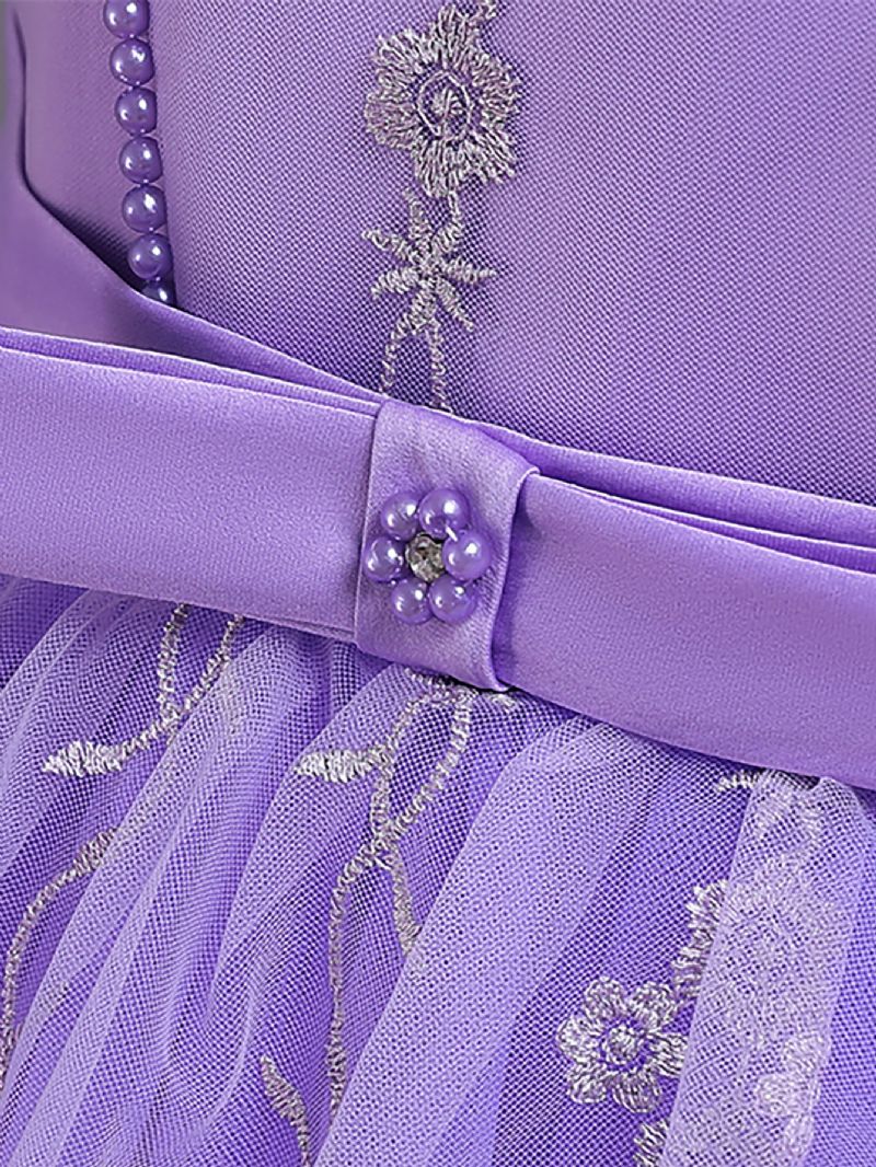 Piger Smuk Blomsterbroderi Fluffy Prinsessekjole Kostume Til Præstation Formel Lejlighed