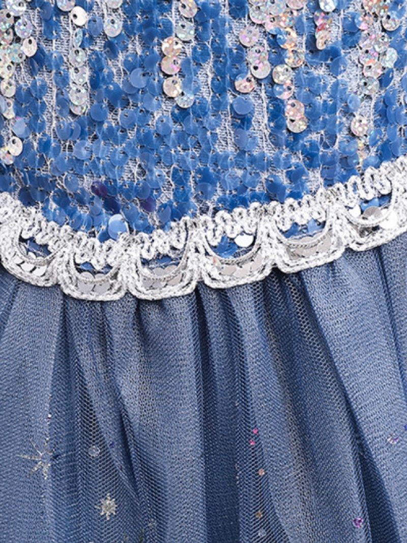 Piger Snowflake Print Mesh Langærmet Elsa Princess Kjole Børnetøj Til Jul