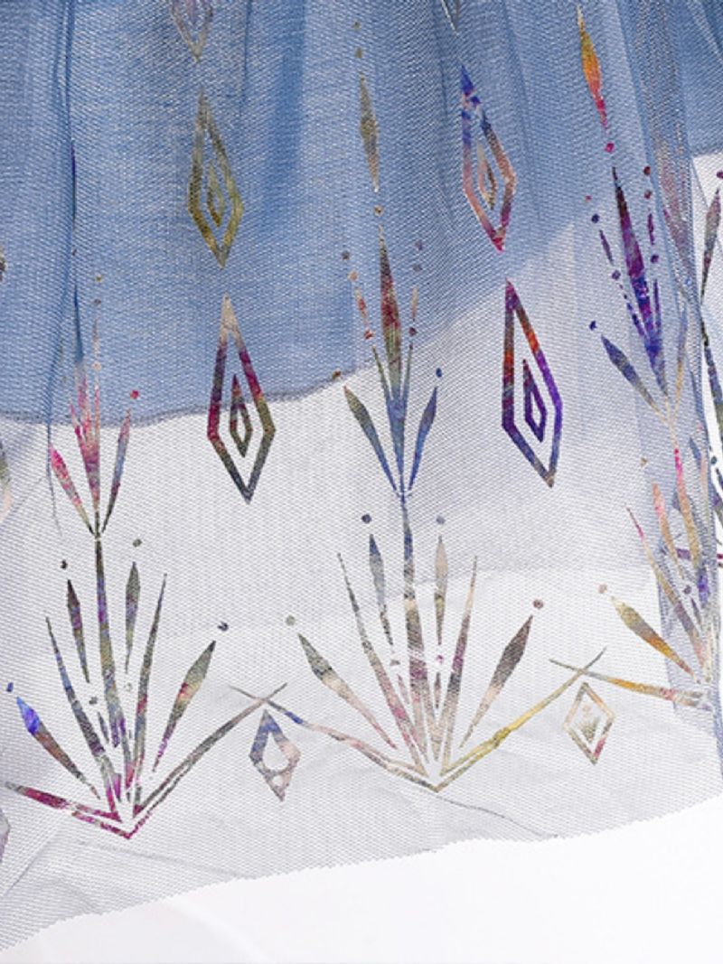 Piger Snowflake Print Mesh Langærmet Elsa Princess Kjole Børnetøj Til Jul