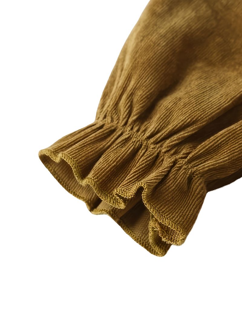 Piger Sød Elegant Corduroy Dukke Krave Kjole Klassisk Langærmet Til Fest Brun