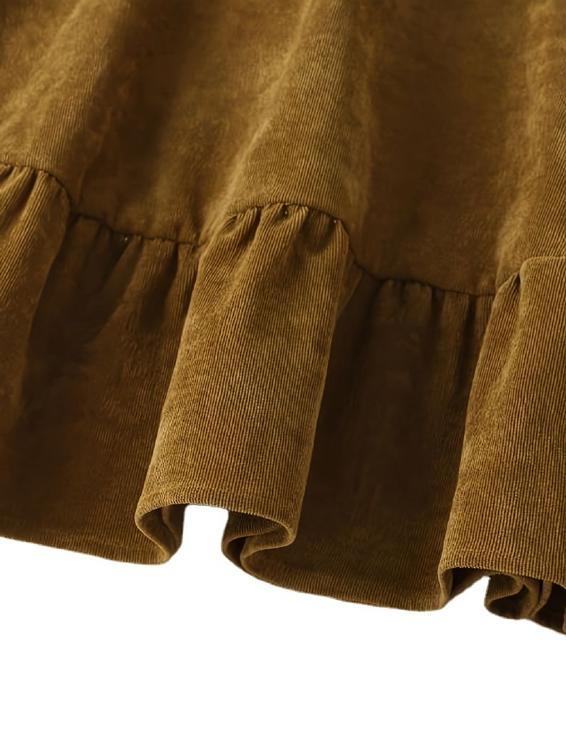 Piger Sød Elegant Corduroy Dukke Krave Kjole Klassisk Langærmet Til Fest Brun