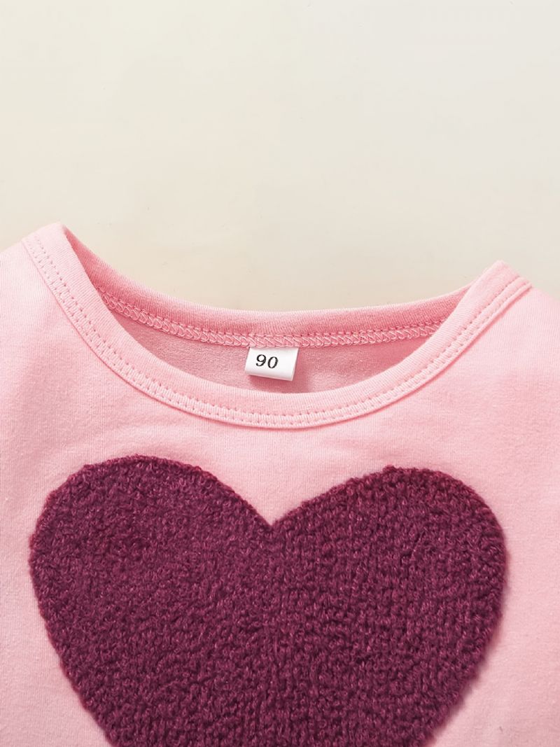 Piger Sød Elegant Hjerte Print Prinsesse Kjole Langærmet Color Block Til Vinter