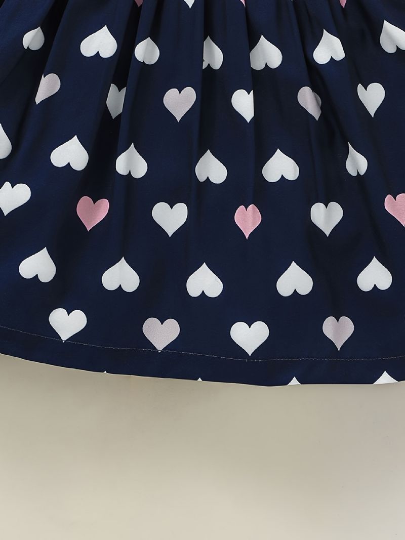 Piger Sød Elegant Hjerte Print Prinsesse Kjole Langærmet Color Block Til Vinter