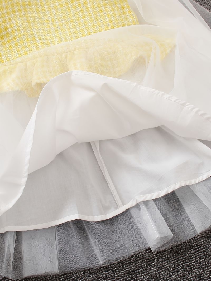 Piger Sød Elegant Plaid Mesh Prinsesse Kjole Til Fødselsdagsfest Gul & Lilla