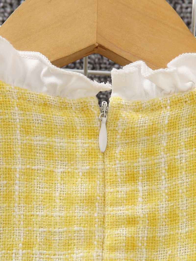 Piger Sød Elegant Plaid Mesh Prinsesse Kjole Til Fødselsdagsfest Gul & Lilla