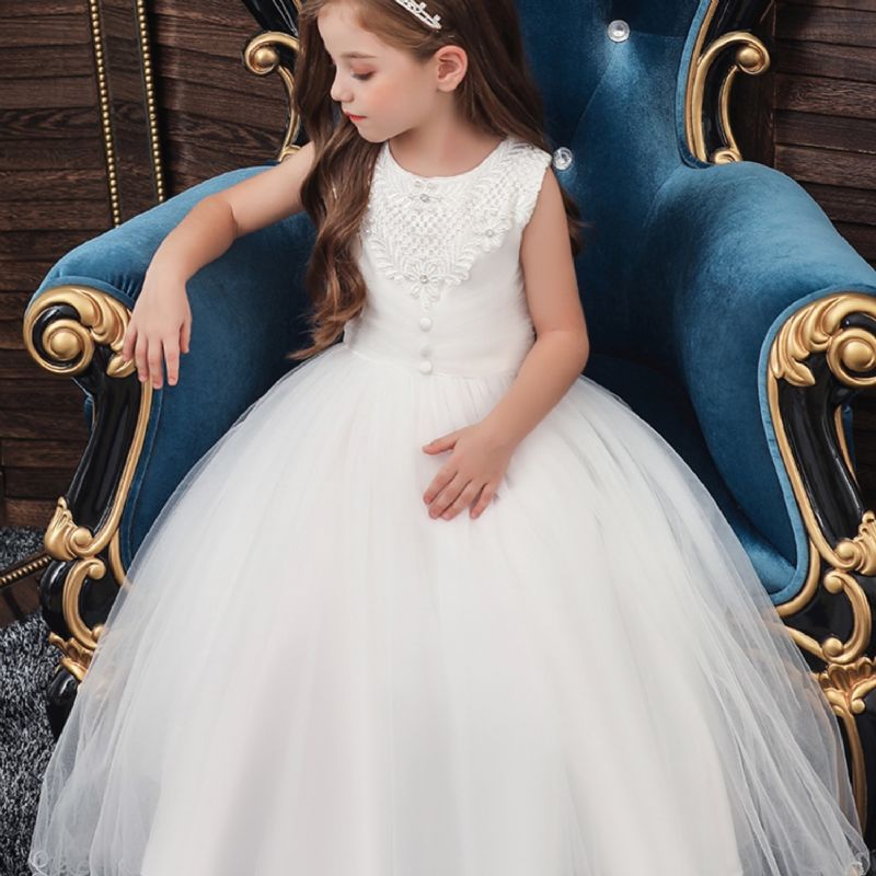 Piger Solid Kjole Prinsesse Jule Festkjole