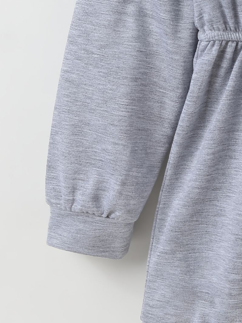 Piger Solid Langærmet Hætte Casual Dress Børnetøj