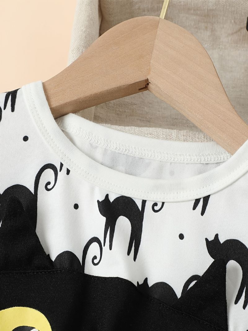 Piger Thanksgiving Christmas Outfit Mesh-kjole Med Sød Sort Katteprint