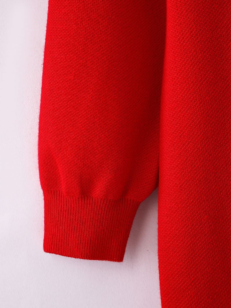 Piger Uld Strik Crew Neck Flæse Langærmet Kjole