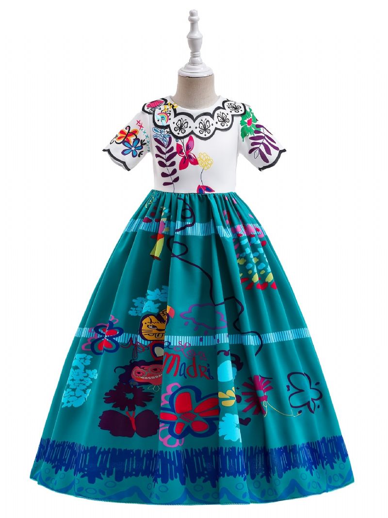Piger Vintage Creative Cartoon Print Prinsesse Kjole Kostume Til Præstationsfest
