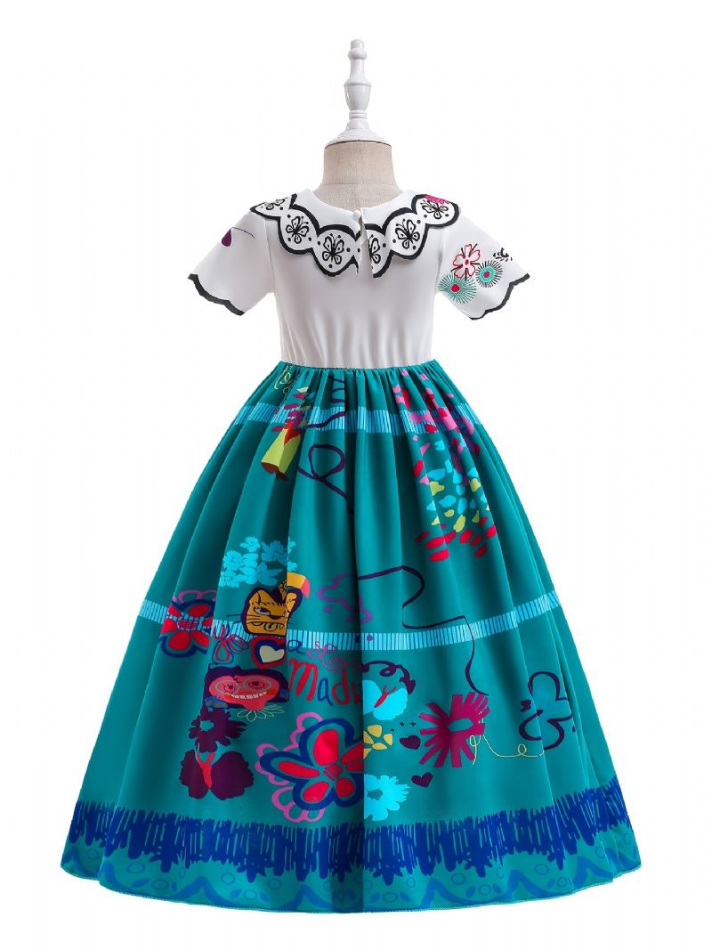 Piger Vintage Creative Cartoon Print Prinsesse Kjole Kostume Til Præstationsfest