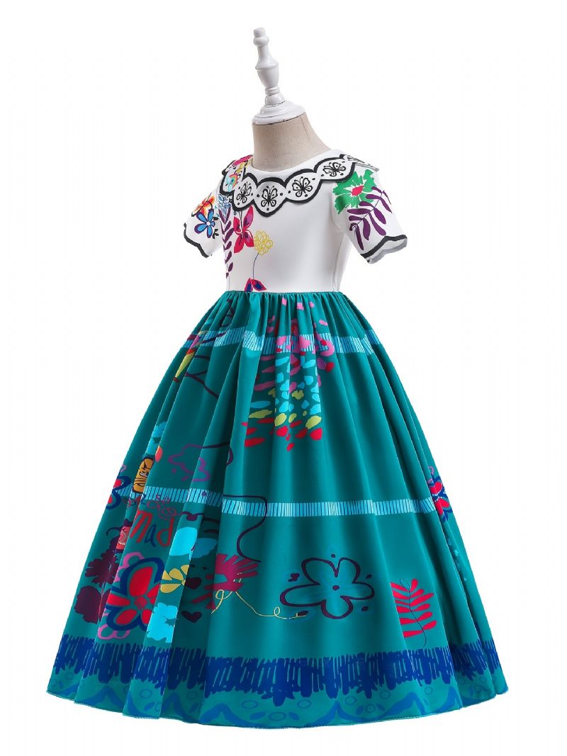 Piger Vintage Creative Cartoon Print Prinsesse Kjole Kostume Til Præstationsfest