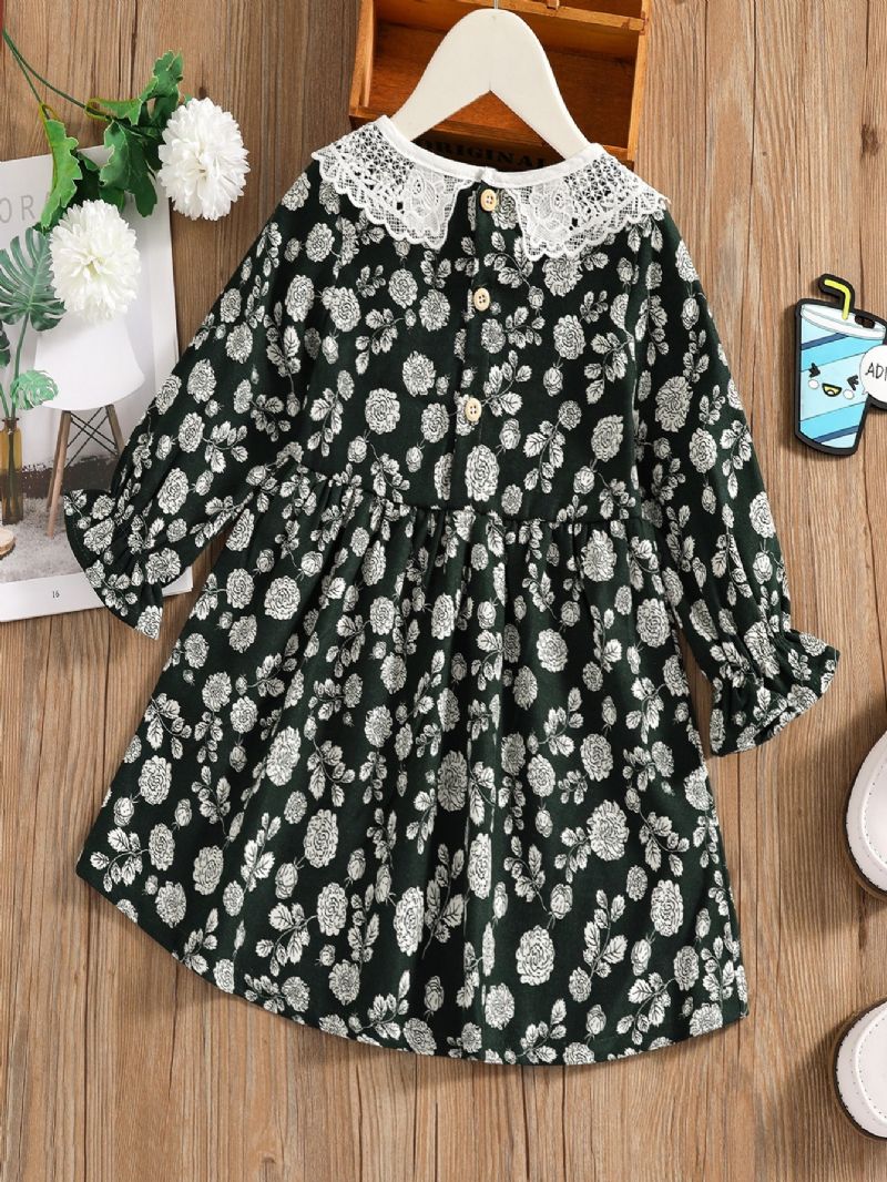 Piges Blondehals Elegant Blomstret Vintagekjole