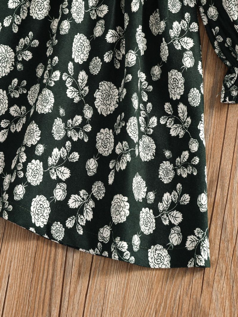 Piges Blondehals Elegant Blomstret Vintagekjole