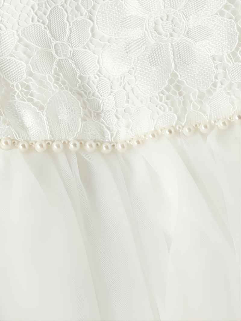 Pigeslynge Med Solid Blonde Patchwork Mesh-kjole