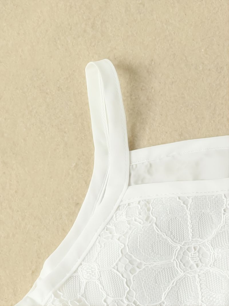 Pigeslynge Med Solid Blonde Patchwork Mesh-kjole