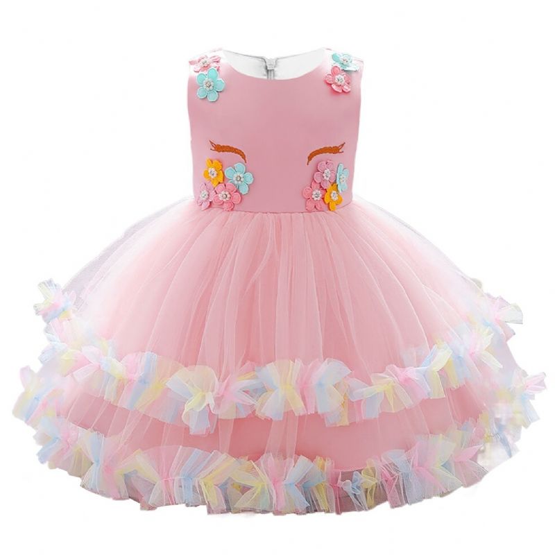 Små Piger Blomsterpåklædning Kostume Prinsesse Tutu-konkurrence Fødselsdagsfest Kjoler Dansekjole Til Børn Foto Cosplay
