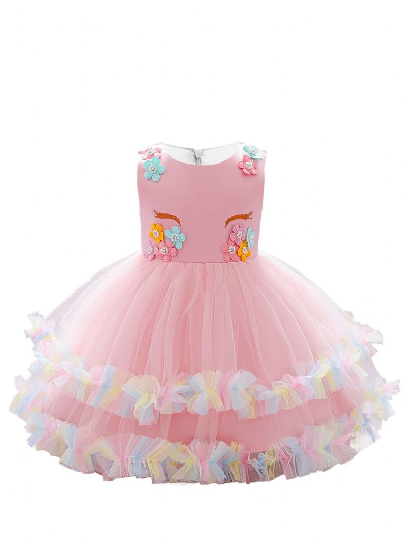 Små Piger Blomsterpåklædning Kostume Prinsesse Tutu-konkurrence Fødselsdagsfest Kjoler Dansekjole Til Børn Foto Cosplay