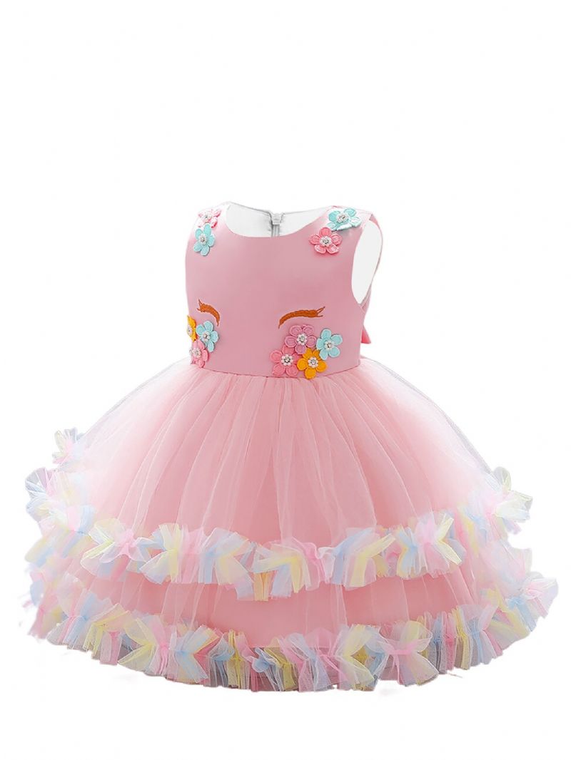 Små Piger Blomsterpåklædning Kostume Prinsesse Tutu-konkurrence Fødselsdagsfest Kjoler Dansekjole Til Børn Foto Cosplay