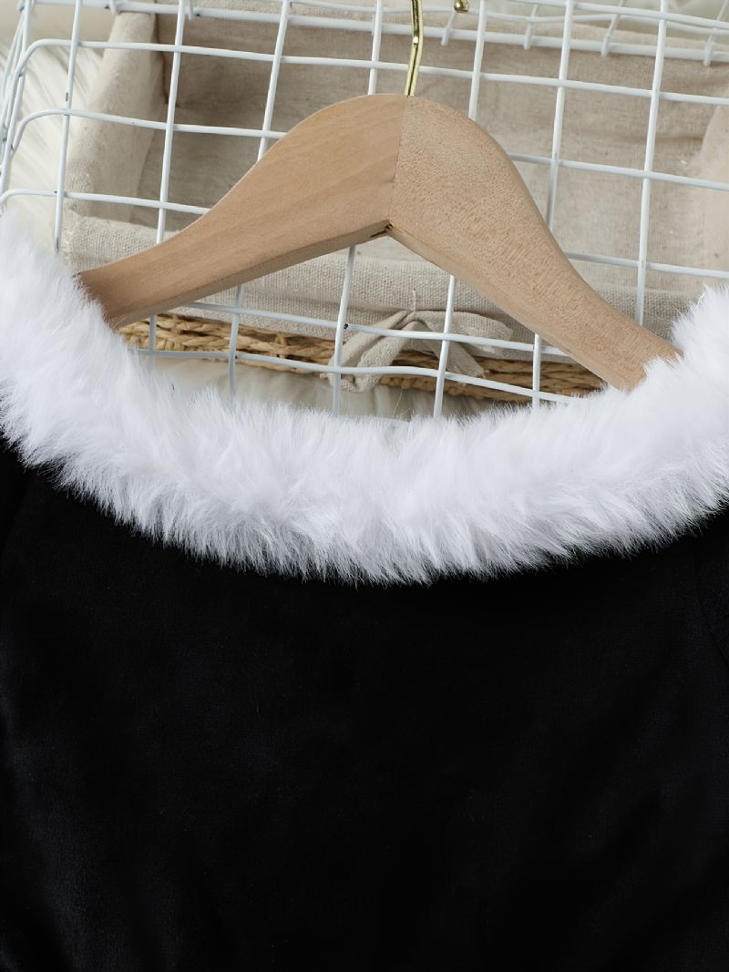 Småbørn Baby Pige Langærmet Sløjfe Off The Shoulder Kjole Juletøj