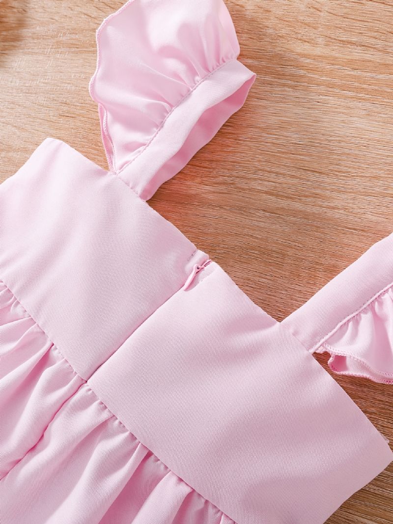 Småbørn Baby Piger Flæser Flying Sleeves Kjole Sløjfe Dekor Fødselsdagsfest Prinsesse