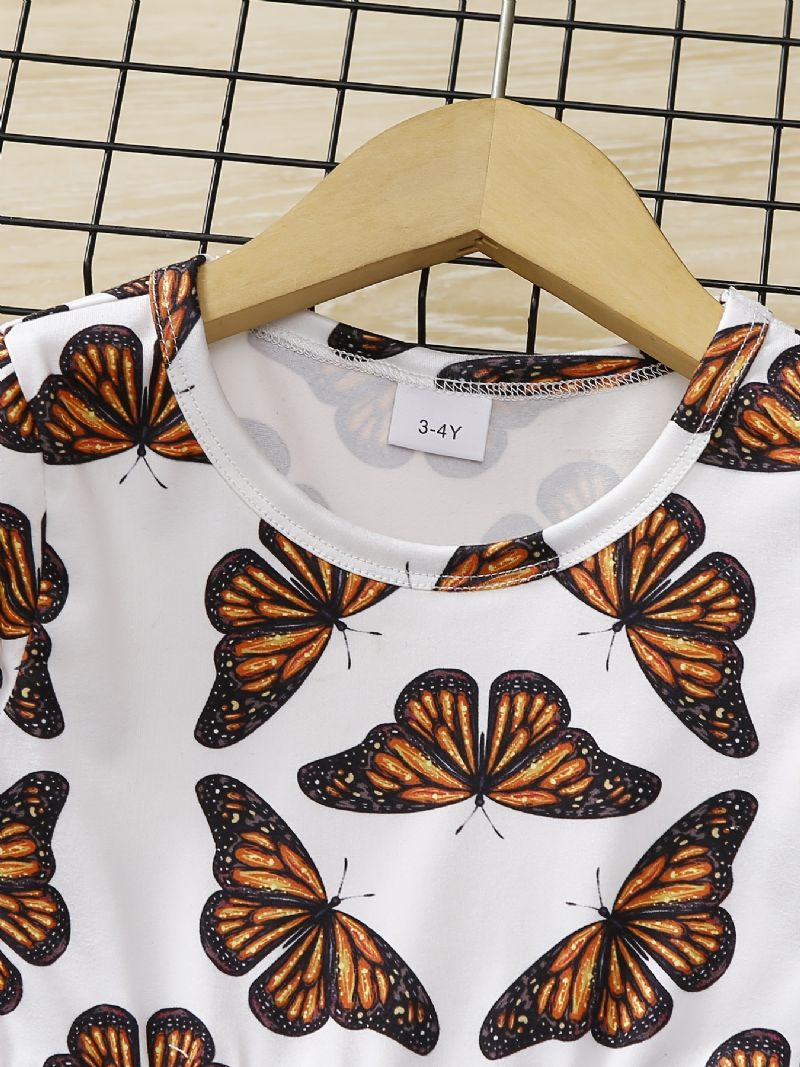 Småbørn Baby Piger Kjole Langærmet Sommerfugl Print Prinsesse Børnetøj