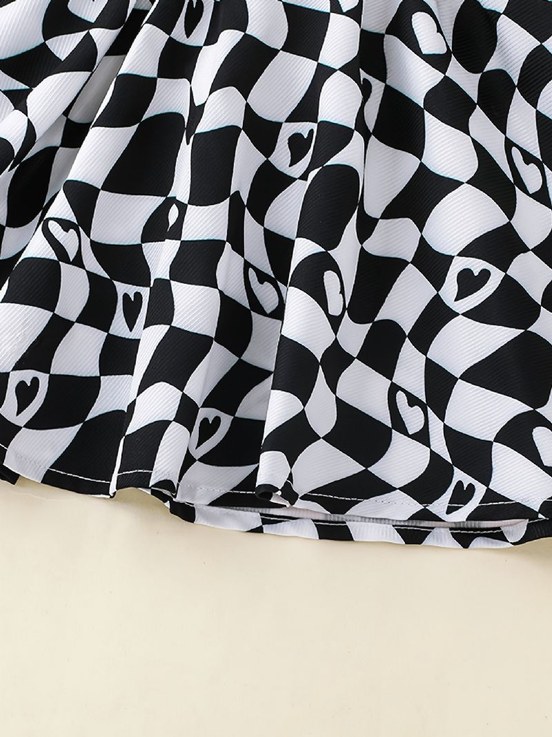 Småbørn Børn Piger Kortærmet Plaid Panel Kjole