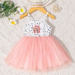Spædbarnssplejsning Cami-kjole Mesh-prinsessekjole Babypiger Fødselsdagsfestkjole Børnetøj