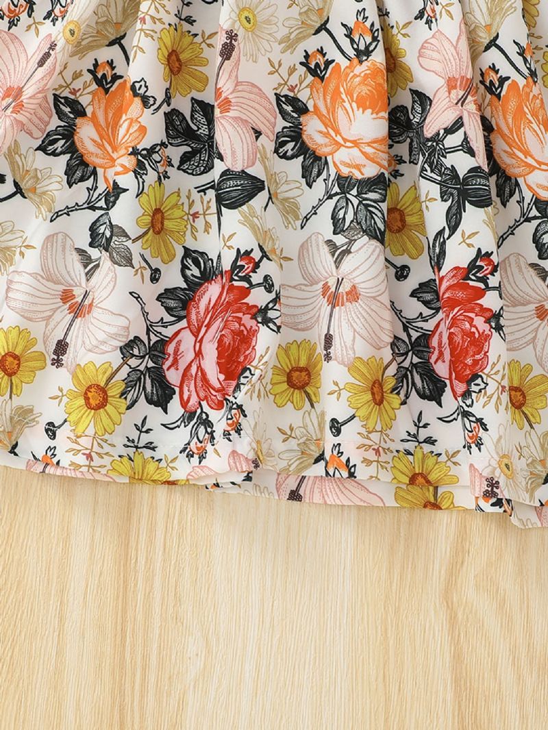 Toddler Baby Piger Blomsterprint Langærmet Kjole Børnetøj