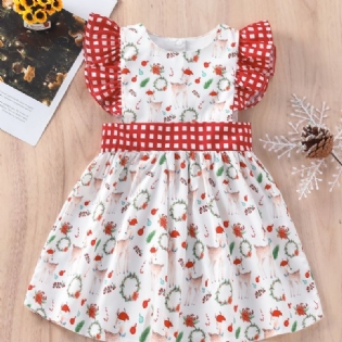 Toddler Piger Christmas Full Print Fawn Sleeveless Flash Dress