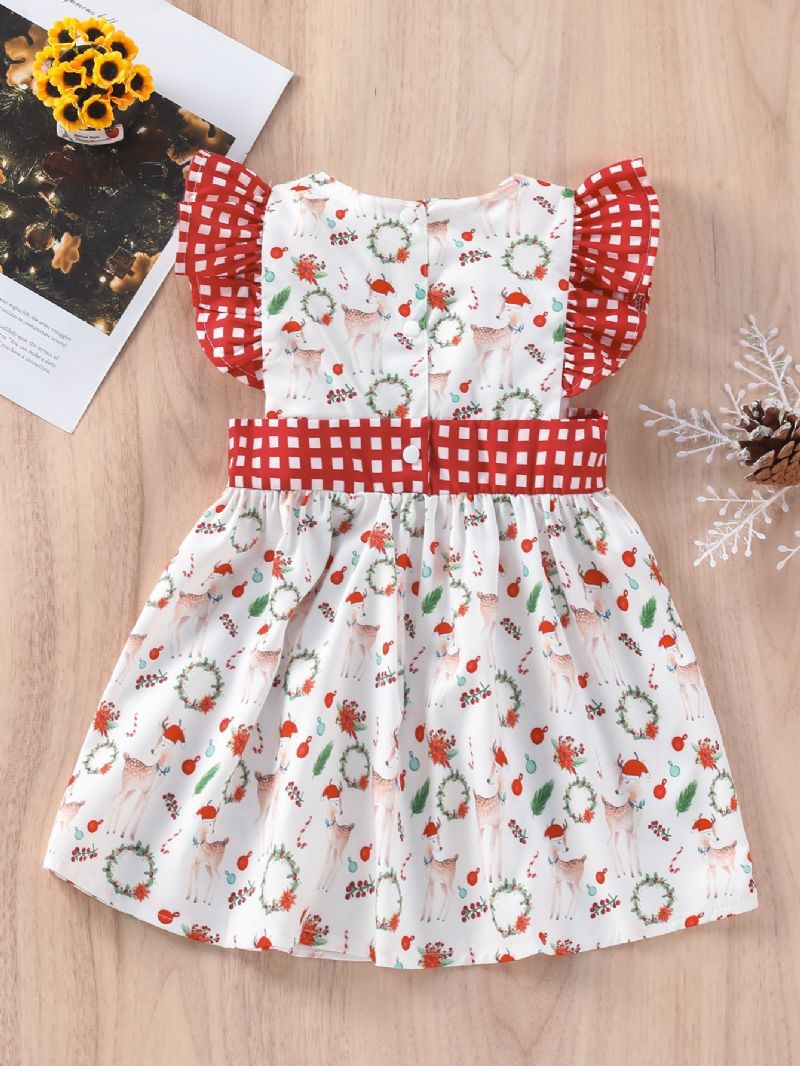 Toddler Piger Christmas Full Print Fawn Sleeveless Flash Dress