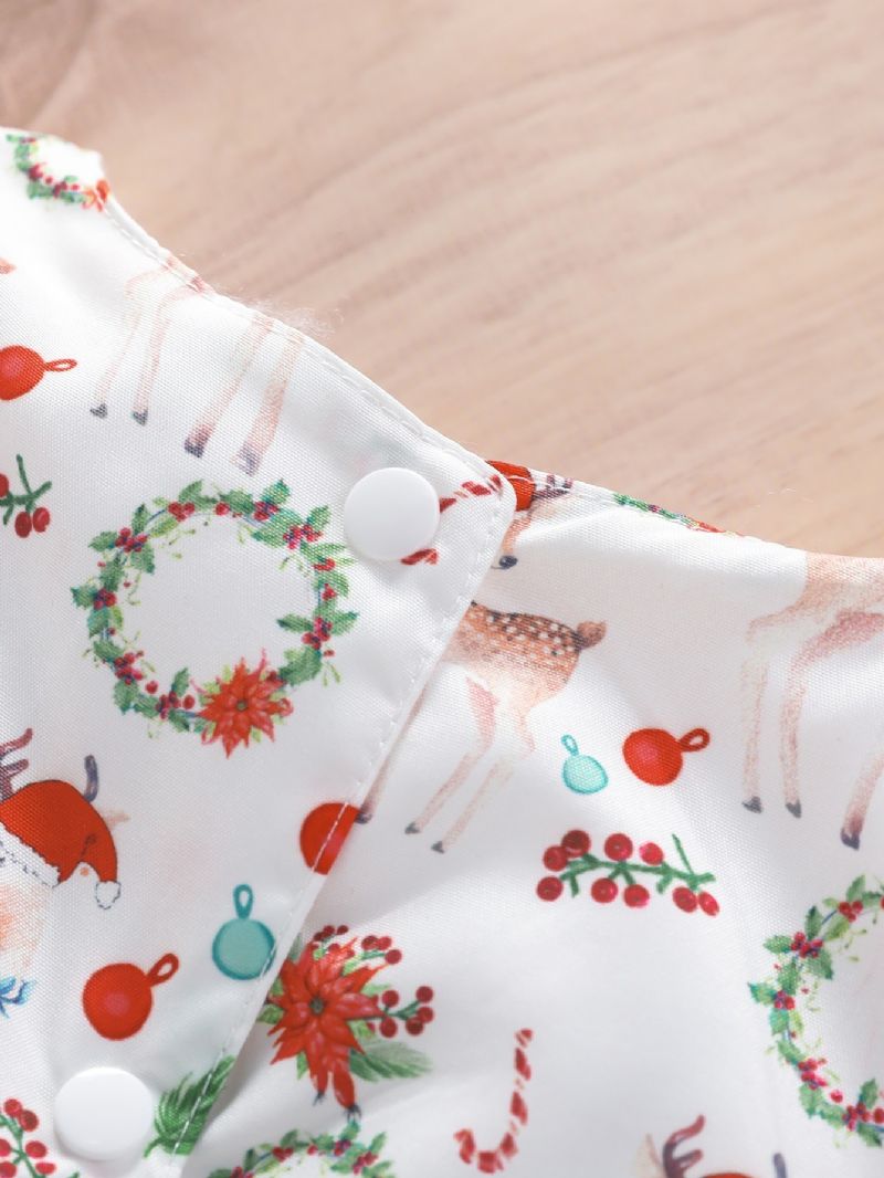 Toddler Piger Christmas Full Print Fawn Sleeveless Flash Dress