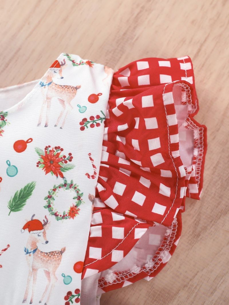 Toddler Piger Christmas Full Print Fawn Sleeveless Flash Dress