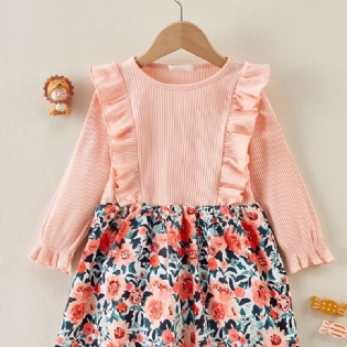 Toddler Piger Pit Strip Stitching Floral Dress
