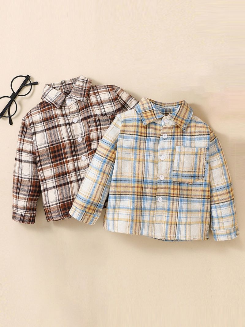 Baby Plaid Skjorte Revers Cardigan