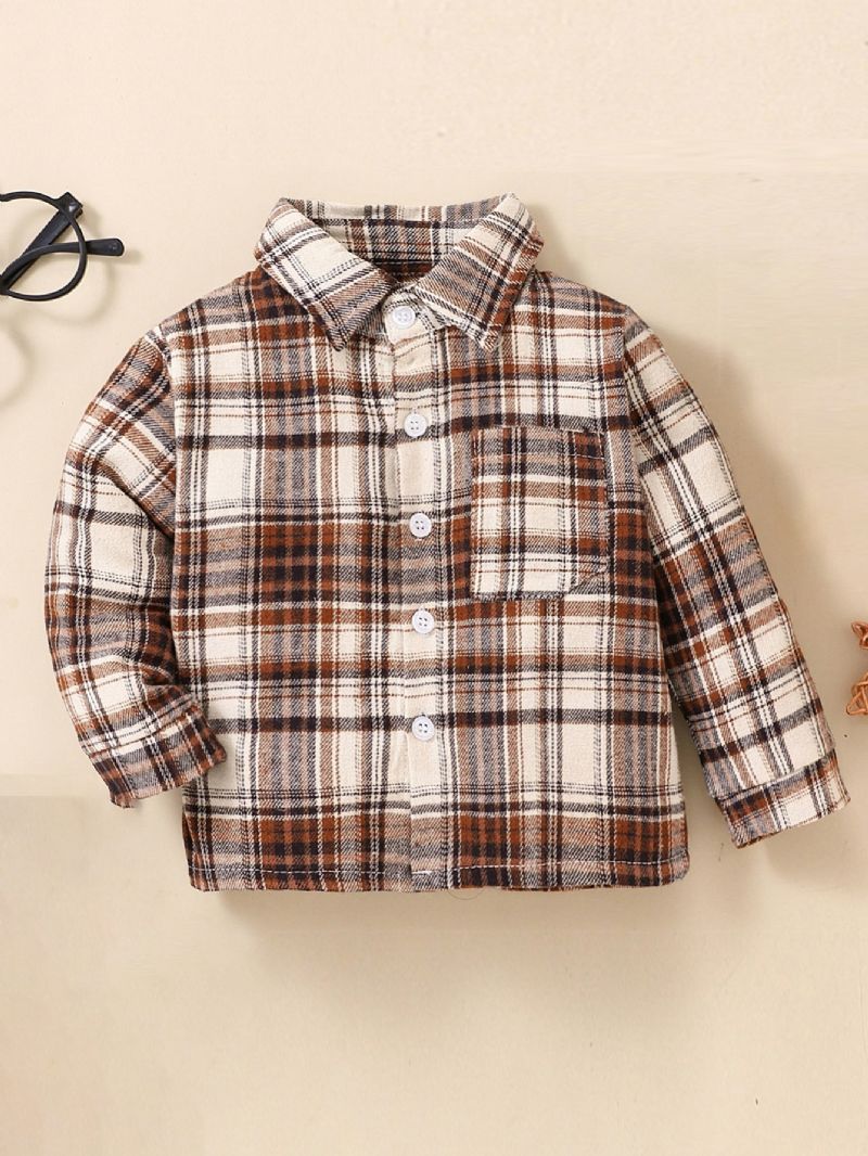 Baby Plaid Skjorte Revers Cardigan