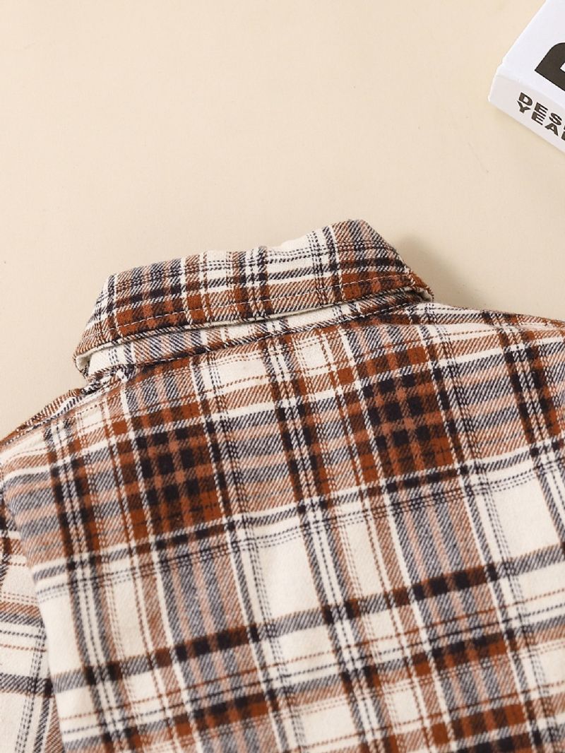 Baby Plaid Skjorte Revers Cardigan