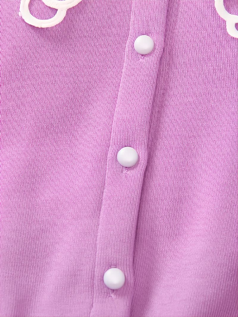 Børne Revers Elegant Strikket Cardigan Lange Ærmer Fleece Varm Til Vinteren