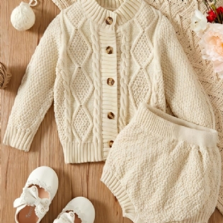 Nyfødte Babypiger Strik Cardigan + Kort Sæt Babytøj Til Vinter Baby Layette Sæt