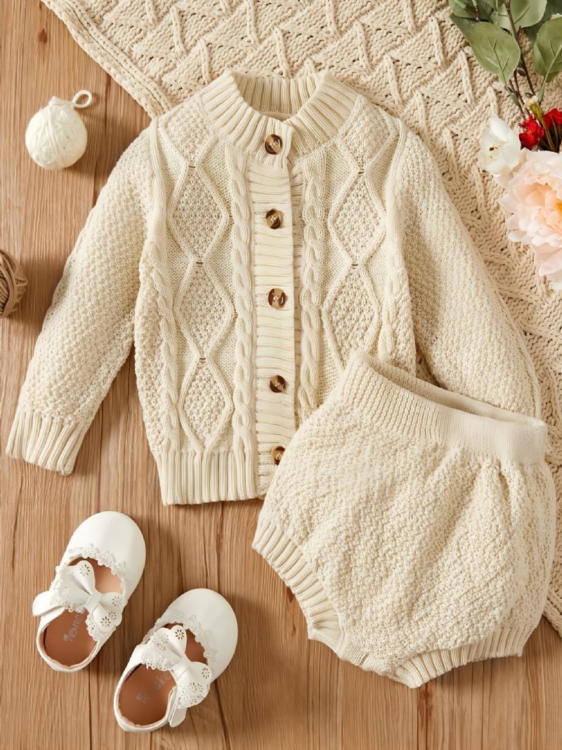 Nyfødte Babypiger Strik Cardigan + Kort Sæt Babytøj Til Vinter Baby Layette Sæt