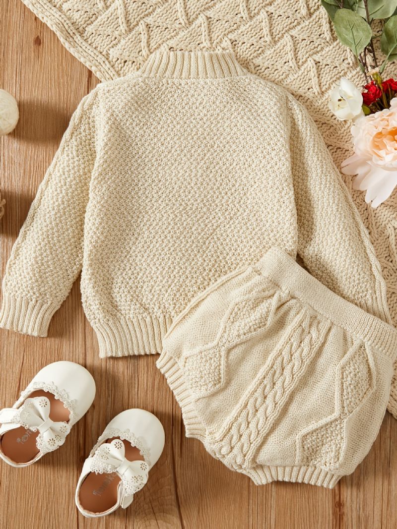 Nyfødte Babypiger Strik Cardigan + Kort Sæt Babytøj Til Vinter Baby Layette Sæt