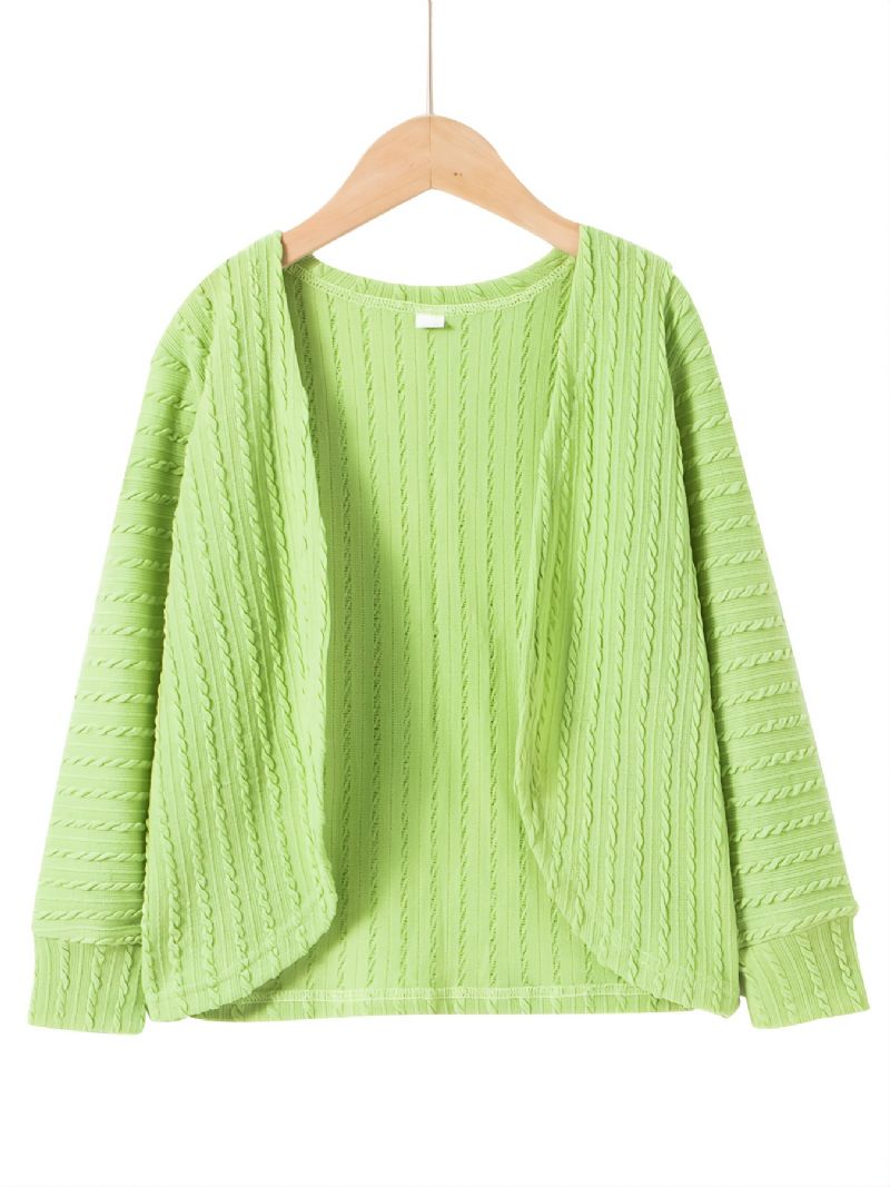 Pigegrøn Twist Strikket Langærmet Cardigan