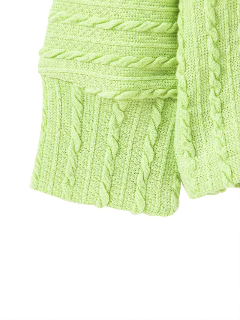 Pigegrøn Twist Strikket Langærmet Cardigan
