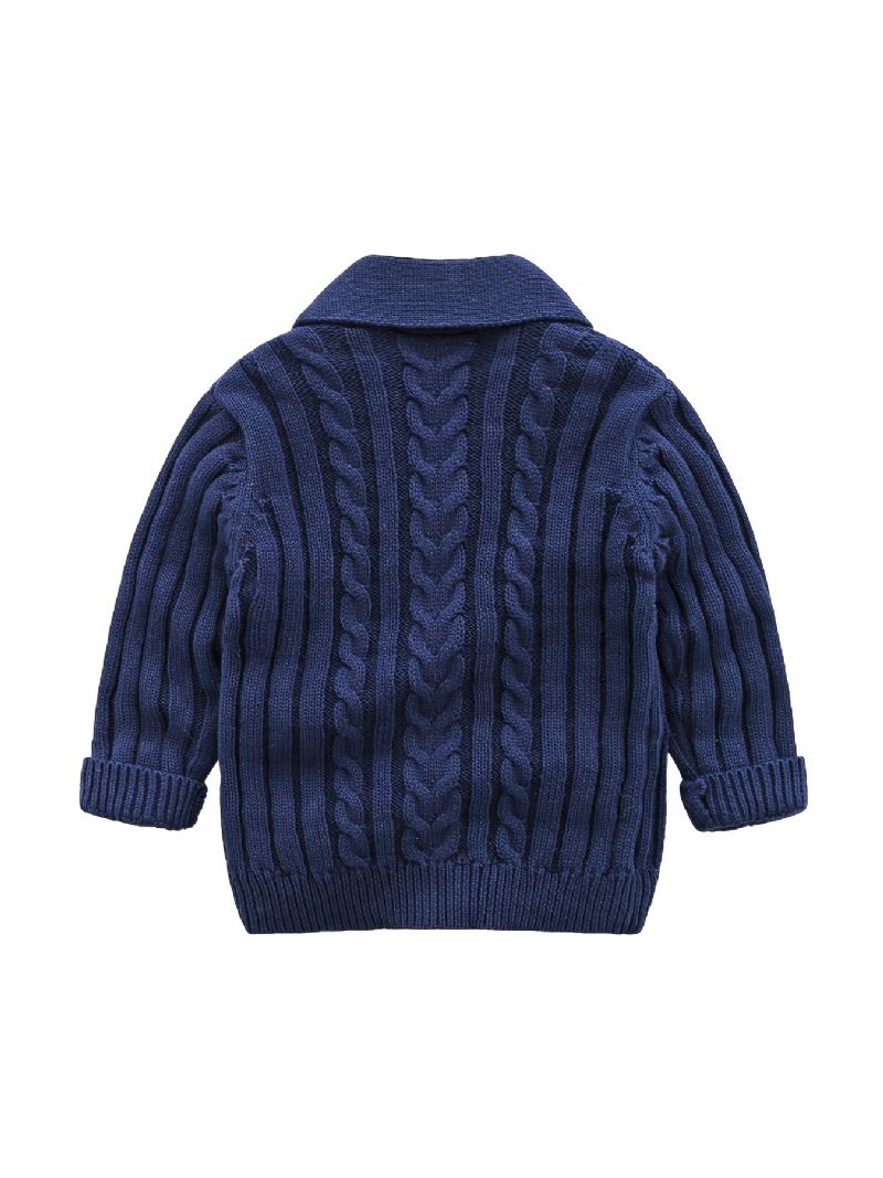 Unisex Baby Cardigan V-hals Botton Sweater Med Kabel Strik Til Vinter Børnetøj